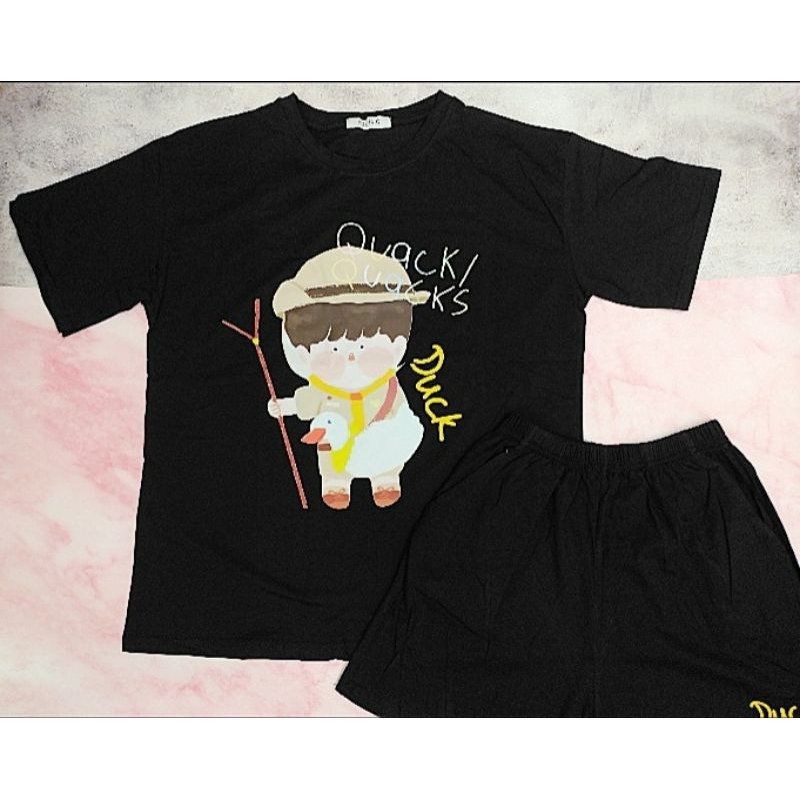 Set áo phông tay lỡ oversize (kèm quần) mẫu BOY XINH, mẫu VỊT CUTE