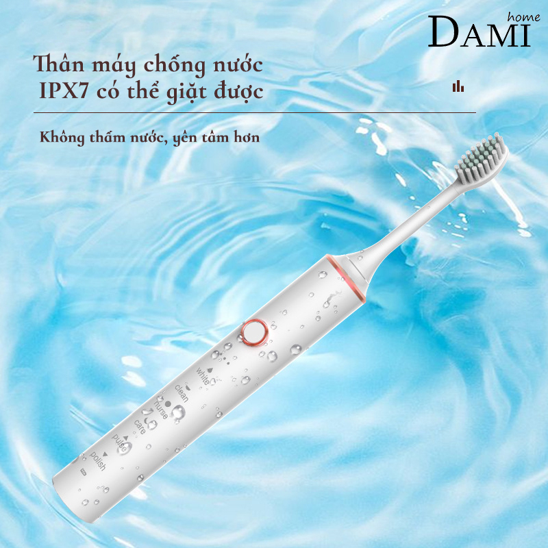 Bàn chải điện đa năng thông minh, máy đánh răng Sonic X-3 sóng âm tặng kèm 4 đầu thay thế BCD01