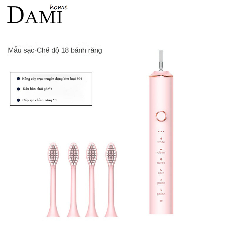 Bàn chải điện đa năng thông minh, máy đánh răng Sonic X-3 sóng âm tặng kèm 4 đầu thay thế BCD01