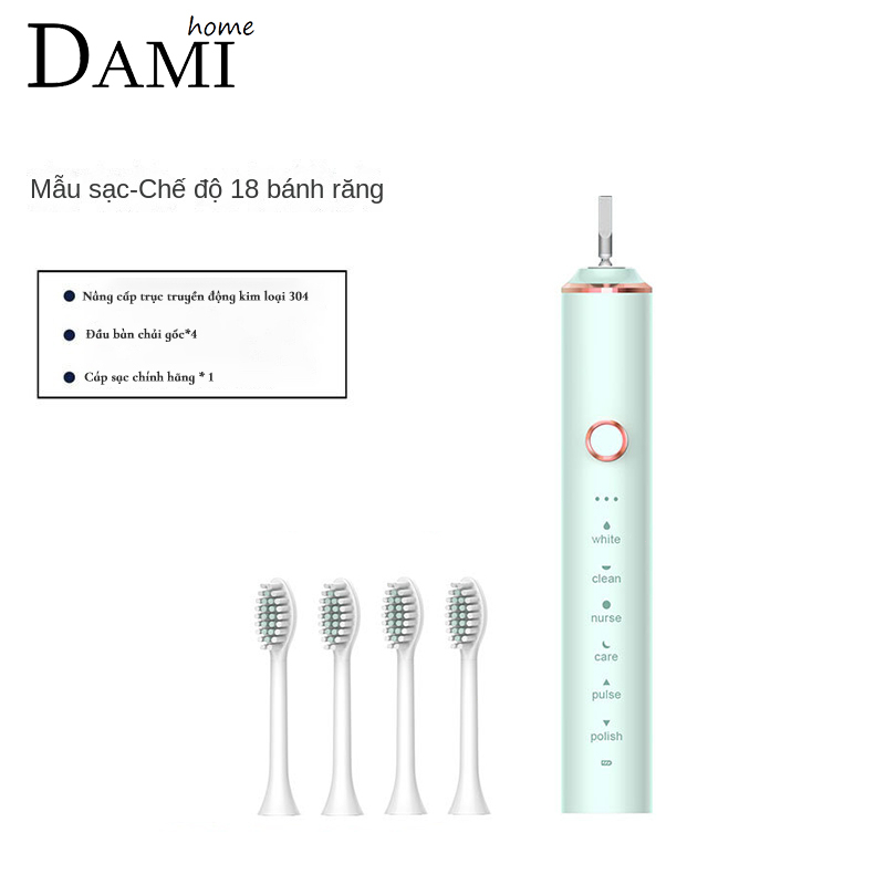 Bàn chải điện đa năng thông minh, máy đánh răng Sonic X-3 sóng âm tặng kèm 4 đầu thay thế BCD01