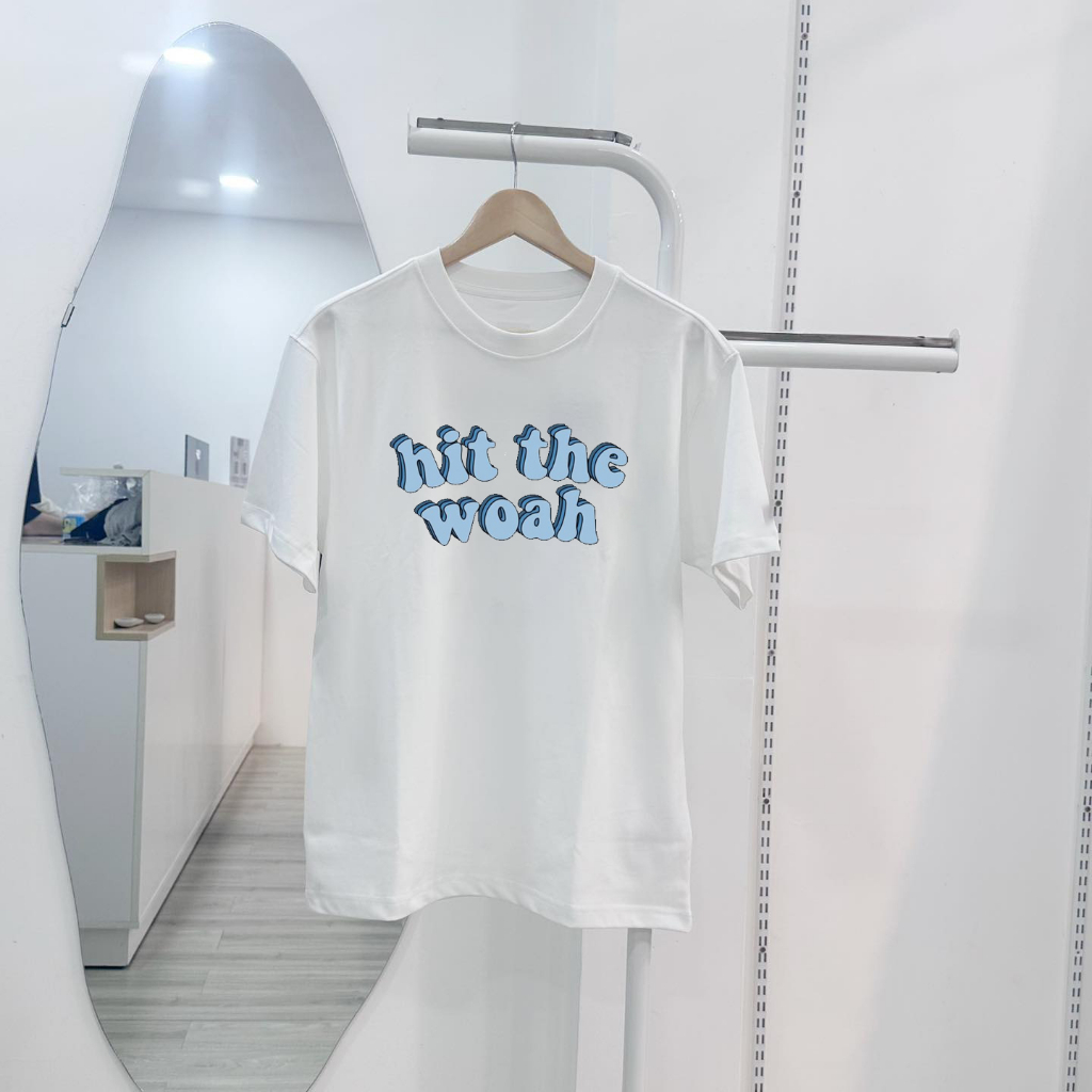 Áo thun unisex nam nữ, áo phông tay lỡ, "hit the woah" sản phẩm có 2 màu trắng và đen