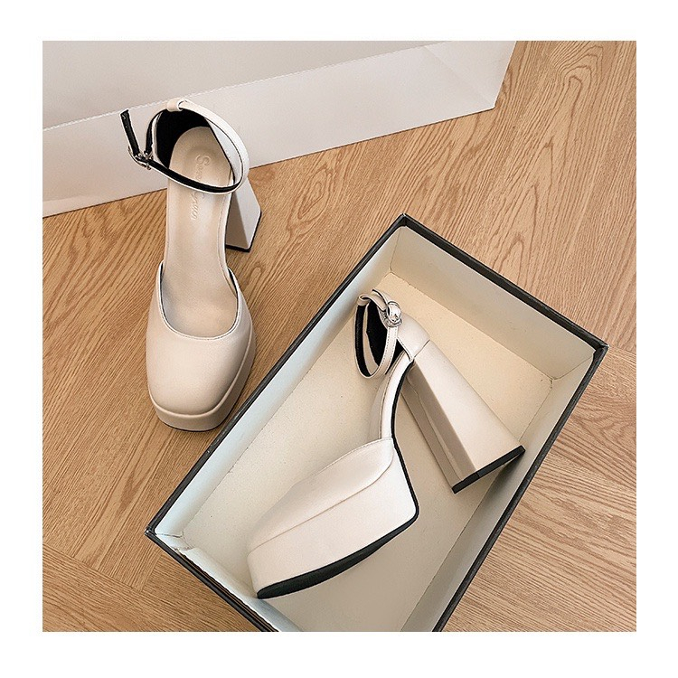 Kèm Clip Giày Cao Gót Mary Jane 12p đế đúp, Giày Cao gót 12cm đế dầy thời trang da lỳ full Box