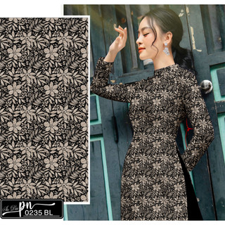Pn0235 - họa tiết lá - vải in 3d - vải may áo dài/đồ bộ/đầm váy...
