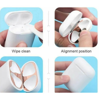 Miếng dán kim loại chống bụi bẩn dành cho Airpods 1, 2, Pro