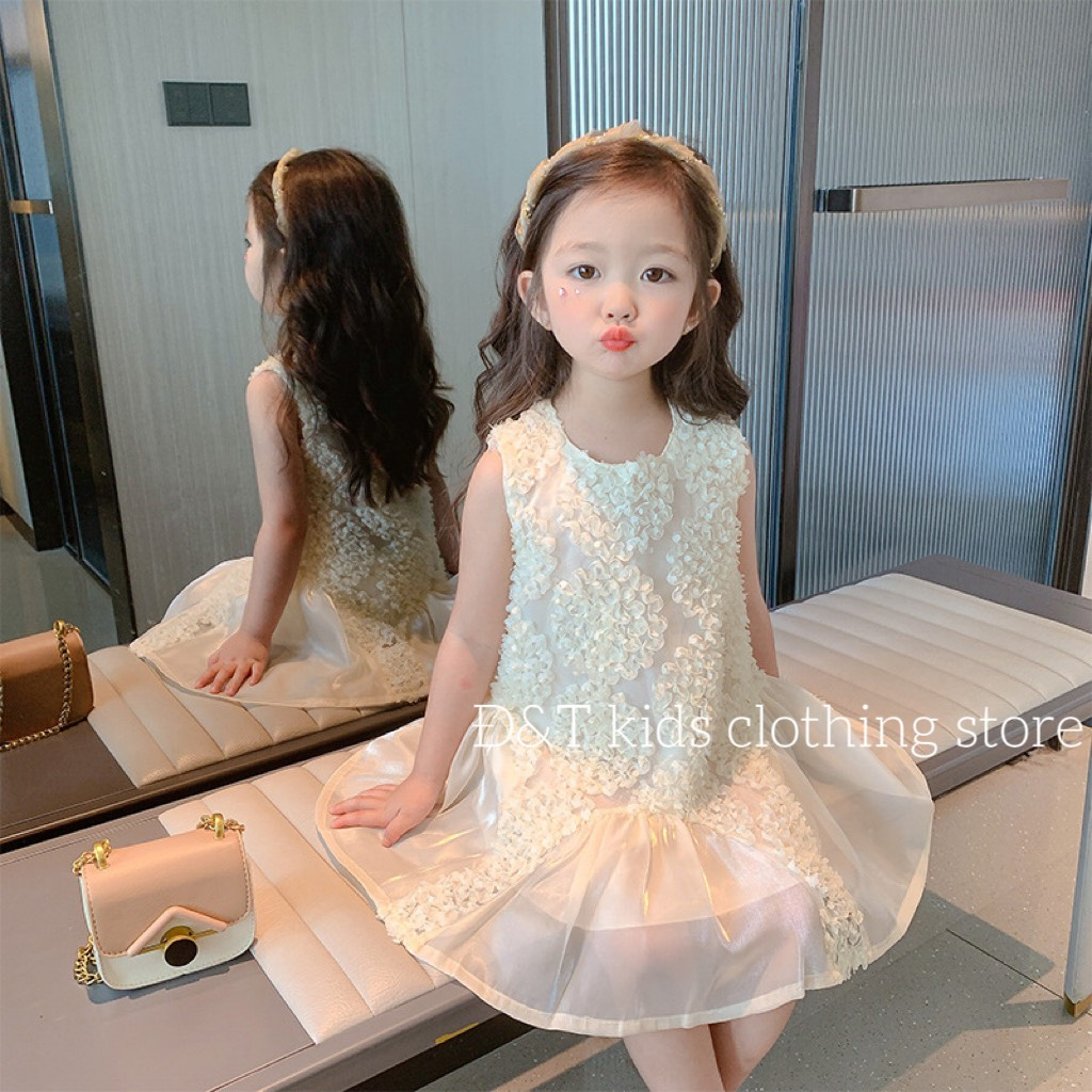 Váy bé gái ren 2 lớp xinh xắn 10kg đến 28kg