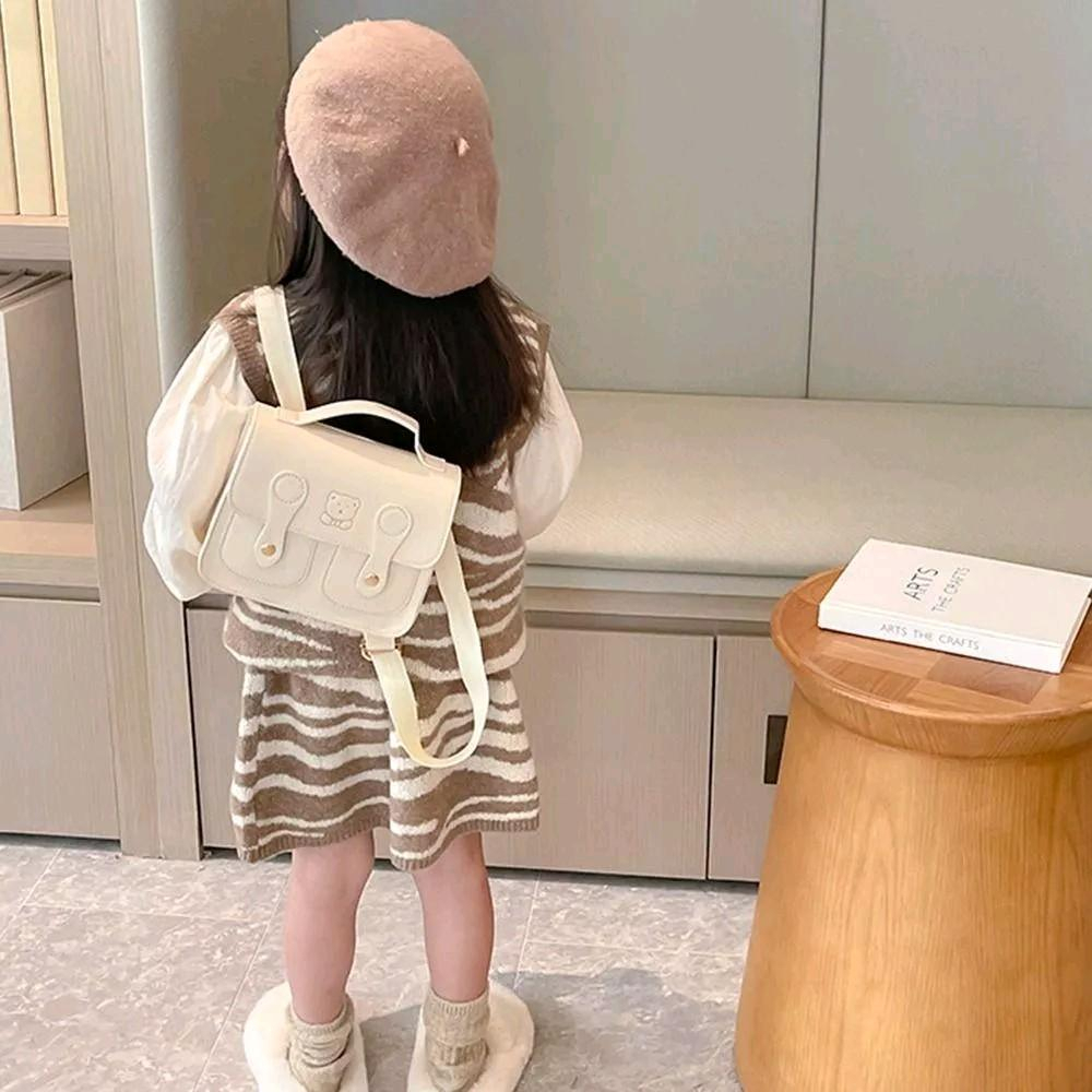Ba Lô Da PU Hoạ Tiết Gấu Xinh Xắn Cho Bé