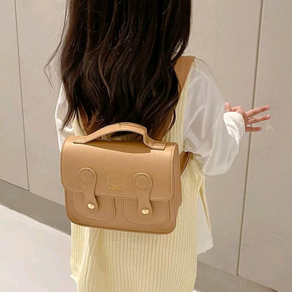 Ba Lô Da PU Hoạ Tiết Gấu Xinh Xắn Cho Bé