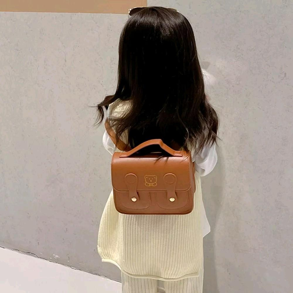Ba Lô Da PU Hoạ Tiết Gấu Xinh Xắn Cho Bé