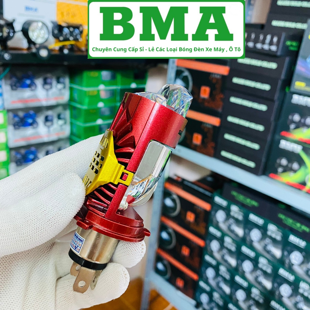 Đèn Pha Led M01J BMA Chip LED OSRAM Bi Cầu Cắt Sáng Chống Chói Chân Đèn H4 Lắp Xe Máy - Ô Tô