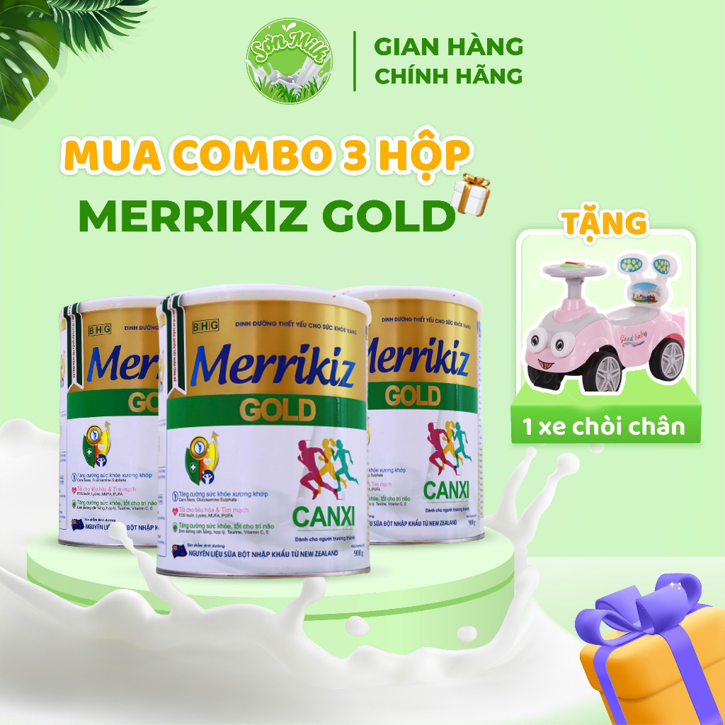 Sữa Bột Merrikiz Gold Canxi 900g - Dinh Dưỡng Cho Người Xương Khớp - SONMILK