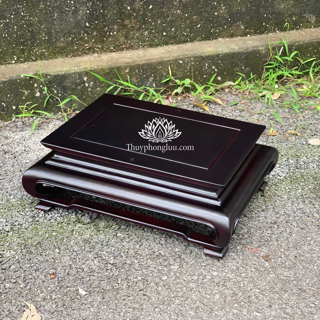Bàn osin trơn chân cong phòng khách màu đen gỗ hương cao 14cm