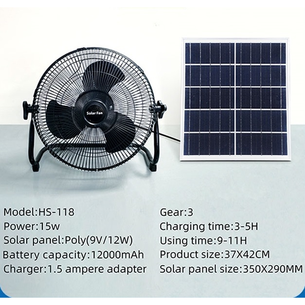 Quạt Năng lượng mặt trời để bàn Solar Fan, Quạt tích điện chân quỳ dùng cho gia đình
