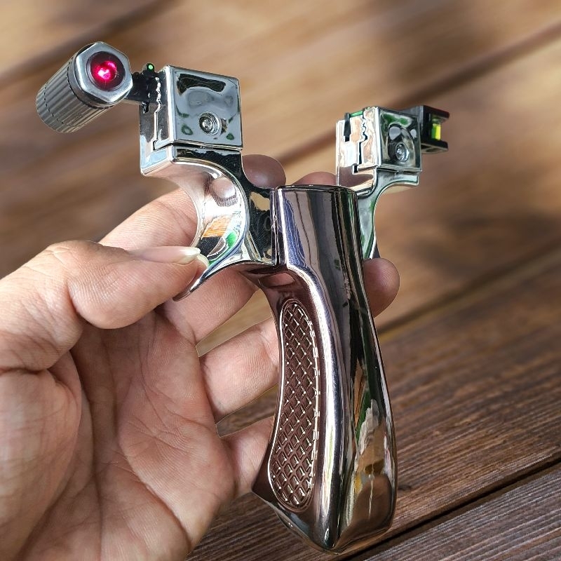 Ná nhựa cán dài màu cafe + laser + thước ngắm