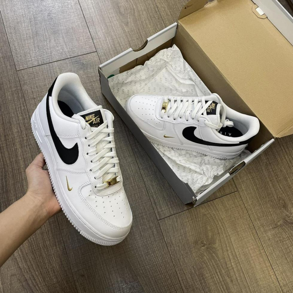 Giày Thể Thao Nam Nữ logo thêu vàng ,Giày_nike Trắng vệt đen Air Force 1 Hàng Đẹp Full Box Bill hót nhất cho nam nữ