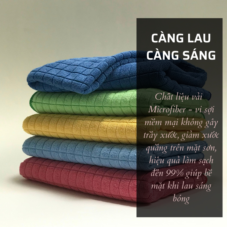 COMBO 5 khăn lau đa năng AMUSCAR 100% Microfiber màu hồng KT 35x40cm chuyên dụng lau kính và nội thất
