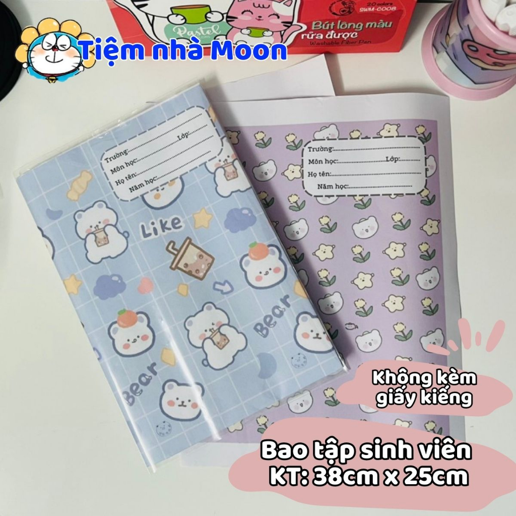 🫶🏻Combo 10 tờ🫶🏻 Giấy bao tập sinh viên/ tập B5 KHÔNG KÈM GIẤY KIẾNG - MẪU 1 - BÌA BAO TẬP CUTE