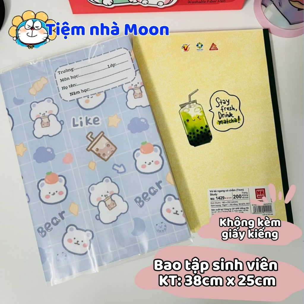 🫶🏻Combo 10 tờ🫶🏻 Giấy bao tập sinh viên/ tập B5 KHÔNG KÈM GIẤY KIẾNG - MẪU 1 - BÌA BAO TẬP CUTE