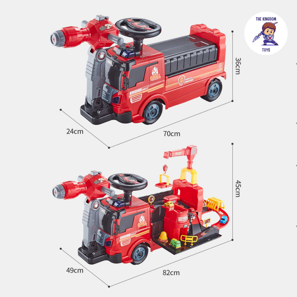 Xe Trượt Scooter Máy Xúc / Cứu Hỏa / Khủng Long / Cần Cẩu  Xe Chòi Chân Có Đèn Và Nhạc 2 Trong 1