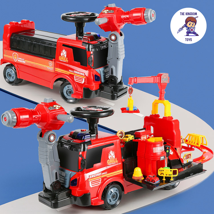 Xe Trượt Scooter Máy Xúc / Cứu Hỏa / Khủng Long / Cần Cẩu  Xe Chòi Chân Có Đèn Và Nhạc 2 Trong 1