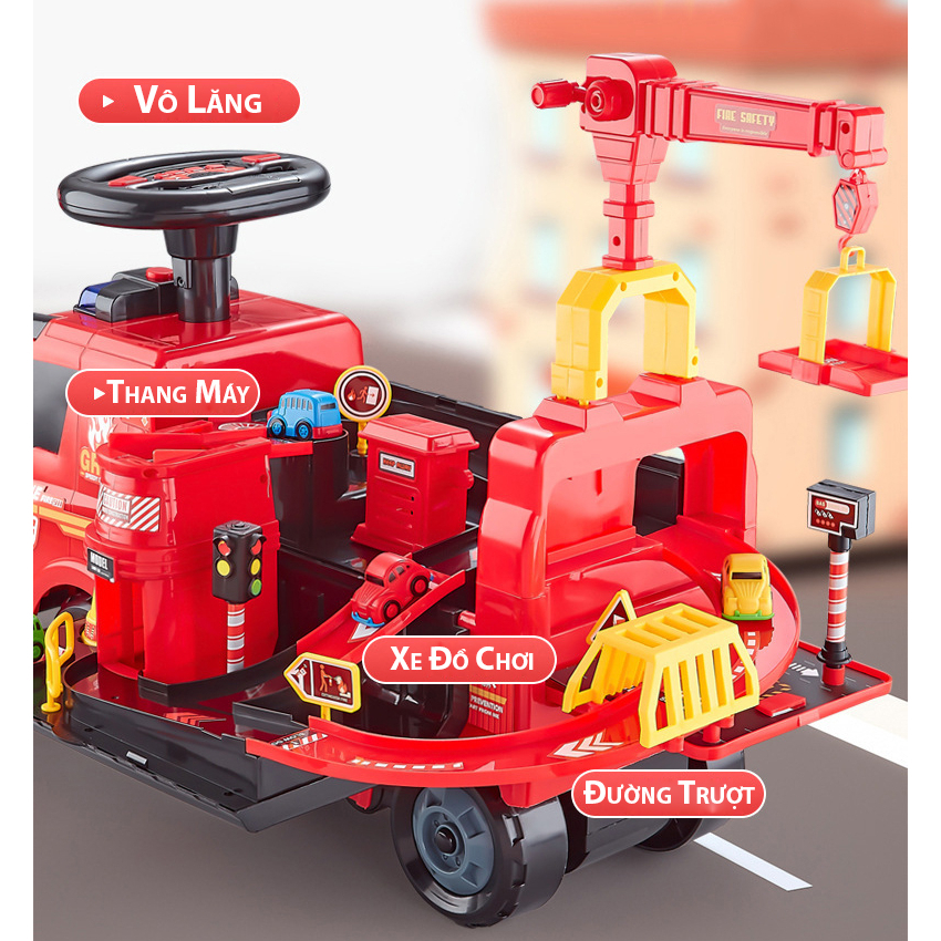 Xe Trượt Scooter Máy Xúc / Cứu Hỏa / Khủng Long / Cần Cẩu  Xe Chòi Chân Có Đèn Và Nhạc 2 Trong 1