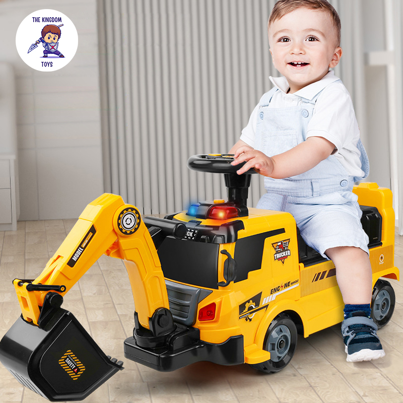 Xe Trượt Scooter Máy Xúc / Cứu Hỏa / Khủng Long / Cần Cẩu  Xe Chòi Chân Có Đèn Và Nhạc 2 Trong 1