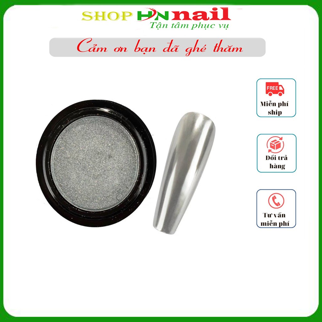 Nhũ tráng gương màu bạc 02 chăm sóc trang trí móng làm đẹp nail Shop HNnail
