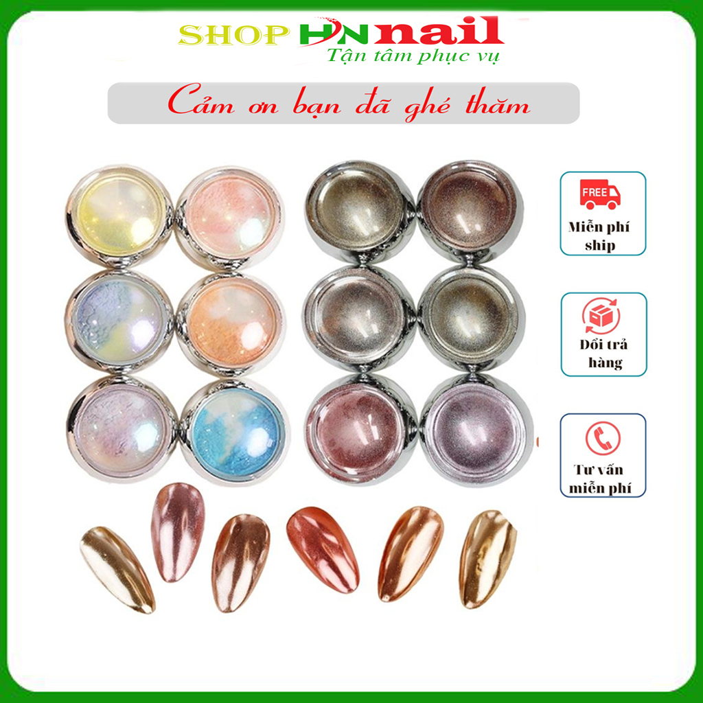 Sét Tráng Gương Neon 6 màu và hộp bột dạ quang trang trí móng tay nghệ thuật làm đẹp nail mi spa phun xăm shop hnnaill