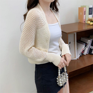 Áo Khoác Cadigan Len Lưới Croptop Dệt Kim Nhiều Màu Trơn Mỏng Phù Hợp Mùa Hè Mùa Thu Phối Đồ Đi Học Hottrend 2023