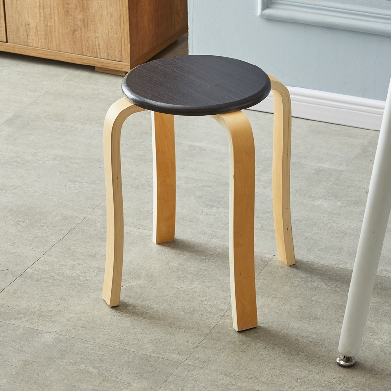 ZEN Ghế gỗ mặt tròn chân dẹp ba màu sắc