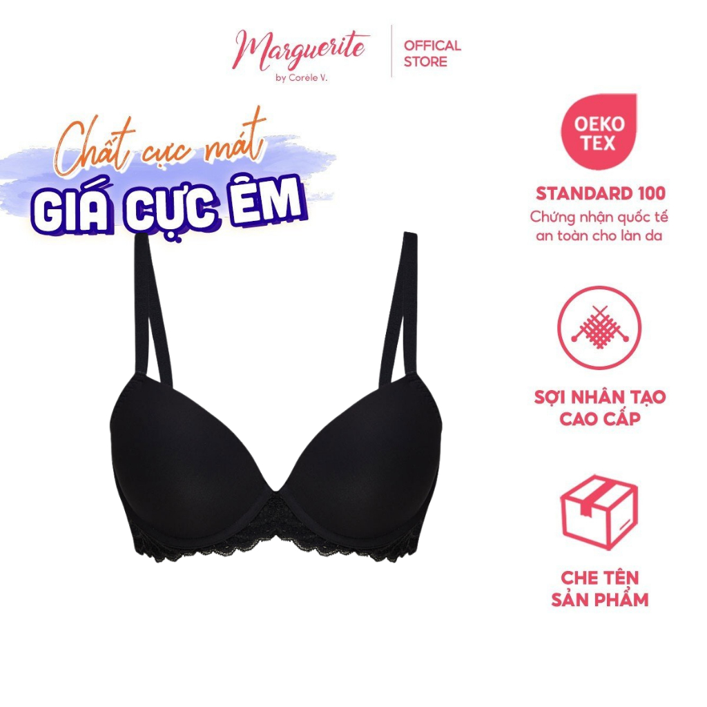 Áo ngực nữ Marguerite nâng vừa, có gọng phối ren chân ngực, chuẩn an toàn OEKO-TEX từ Corèle Pháp - 22132B
