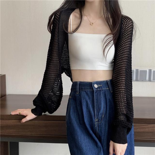 Áo Khoác Cardigan Choàng Len Móc Dệt Kim Mỏng Form Ngắn Tay Dài Họa Tiết Lưới Hottrend Phối Đồ Mùa Hè 2023 | BigBuy360 - bigbuy360.vn