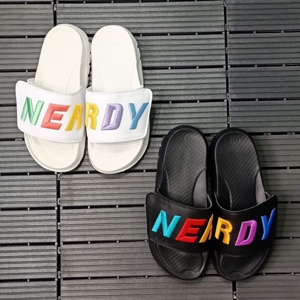 Dép Quai Ngang Dép Lê Quai Dán Nerrdy Thêu Nổi Độn Đế 4cm Tăng Chiều Cao Phong Cách Trẻ Trung Cá Tính Full Box