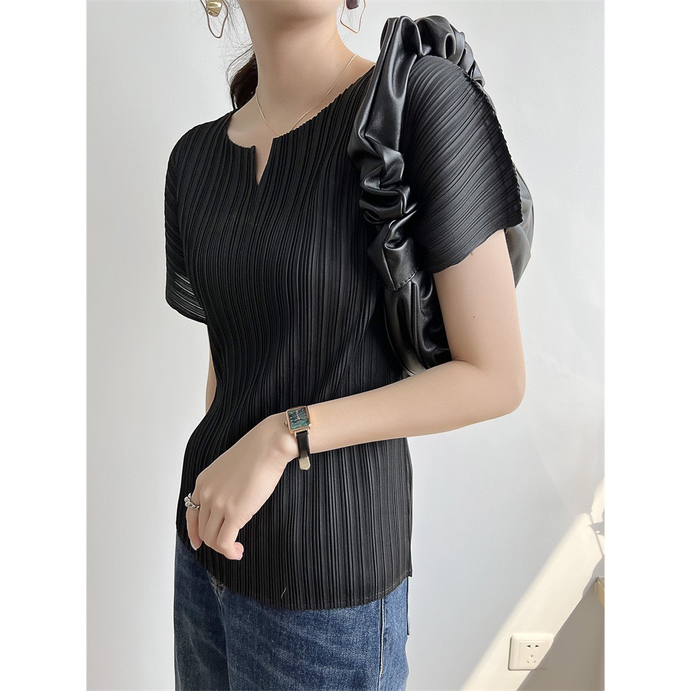 (HÀNG SẴN) Áo lò xo tay ngắn basic, thanh lịch - Áo freesize form dáng nhỏ vừa, co dãn thoải mái