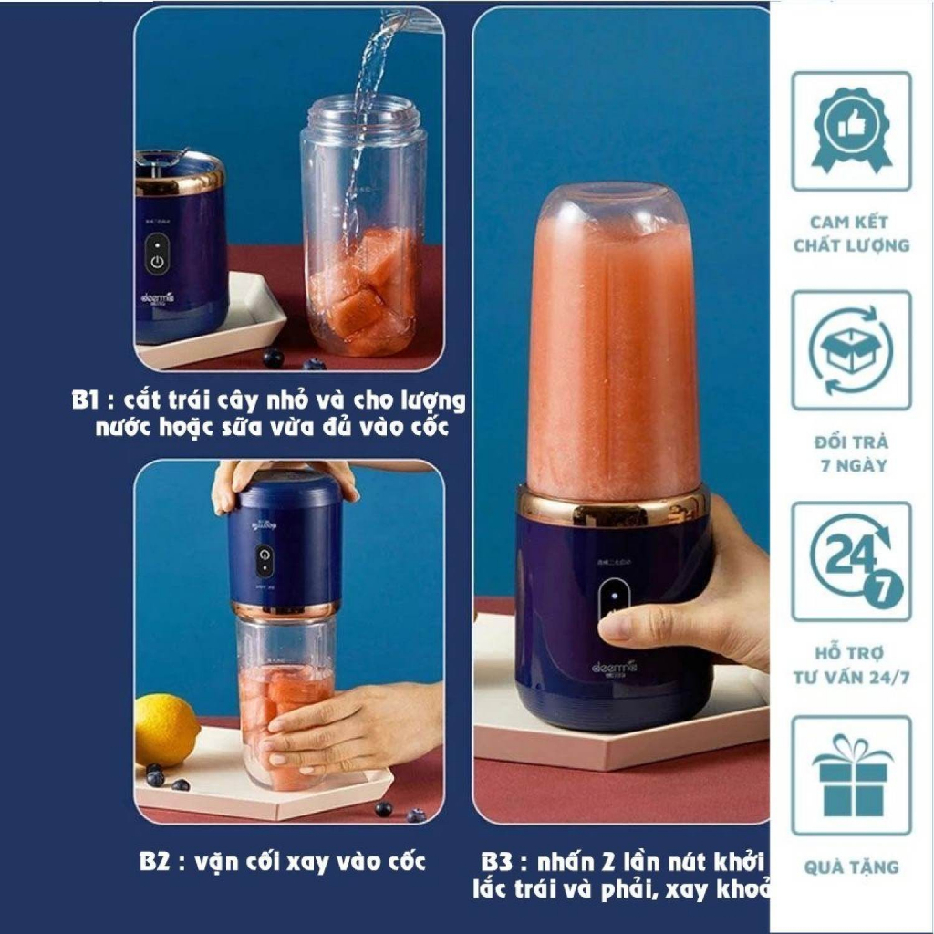 Máy Xay Sinh Tố Cầm Tay Jungcup Mini - Máy Xay Hoa Qủa Đa Năng Sạc Pin Tích Điện Cầm Tay