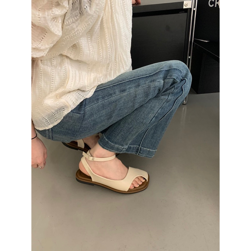 Giày Sandal/Dép Quai Hậu Mũi Tròn Hở Nửa Bàn Chân Phù Hợp Đi Biển Phong Cách Nhẹ Nhàng Cá Tính - Sốp Nhỏ