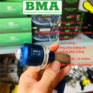 Đèn led pha bi cầu v1 v4 bma chân đèn h4 bảo hành 12 tháng lắp xe máy - ô tô