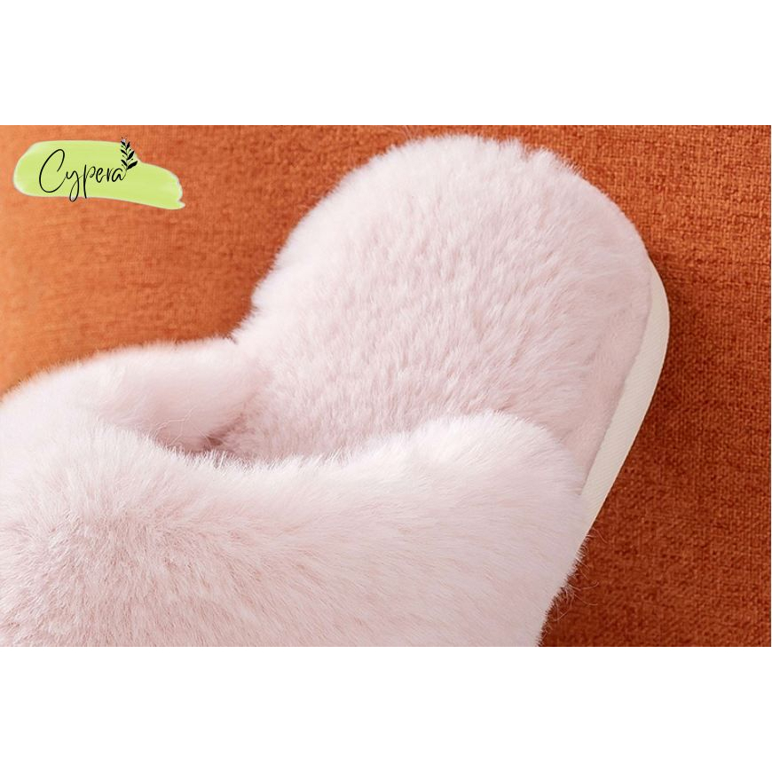 Dép lông bít mũi đi trong nhà lông dày êm chân đế cao su dẻo chống trượt - D34