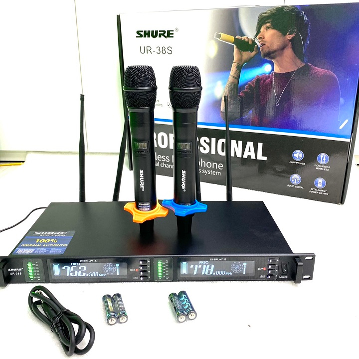Micro không dây SHURE cao cấp, UR-38S,bắt sóng xa,hát nhẹ,Tự ngắt,Mic chuyên dụng cho sự kiện lớn và Karaoke gia đình