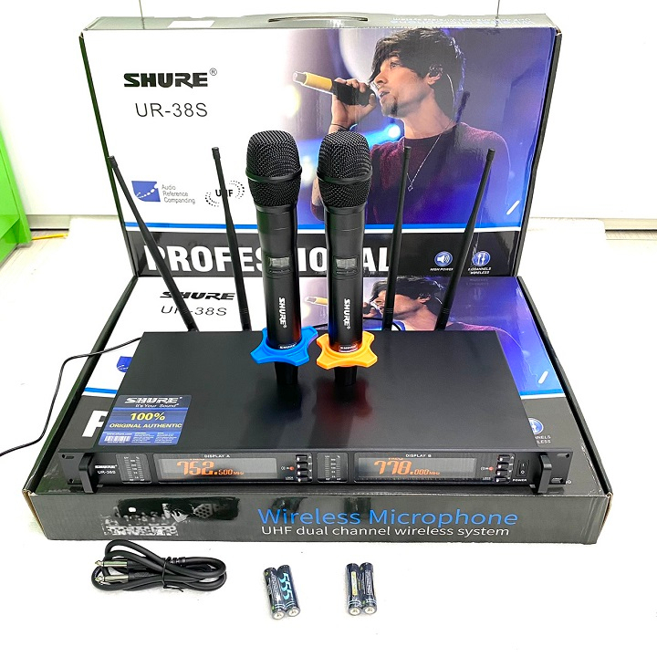 Micro không dây SHURE cao cấp, UR-38S,bắt sóng xa,hát nhẹ,Tự ngắt,Mic chuyên dụng cho sự kiện lớn và Karaoke gia đình