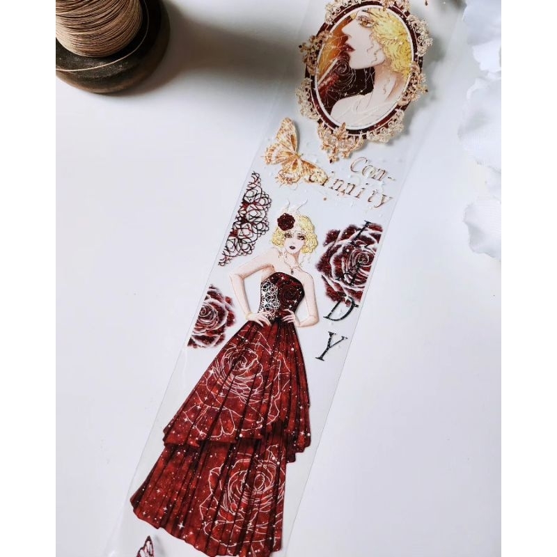 Krisna.room ♡ LLX studio- Chu kì 100cm cuộn băng dán PET tape cô gái phong cách cổ điển