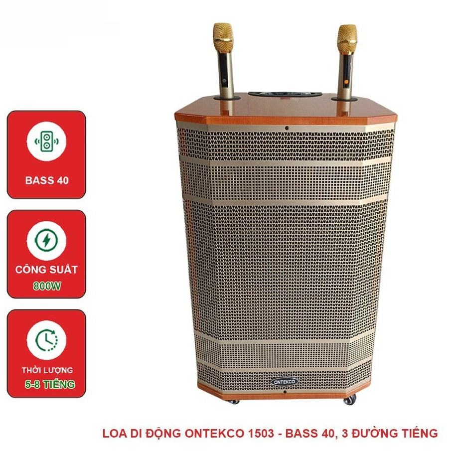 Loa kéo Chính hãng ONTEKCO 1503 PROMAX  - Bass 40CM 3 đường tiếng cao cấp- Tặng 2 mic hát cực hay