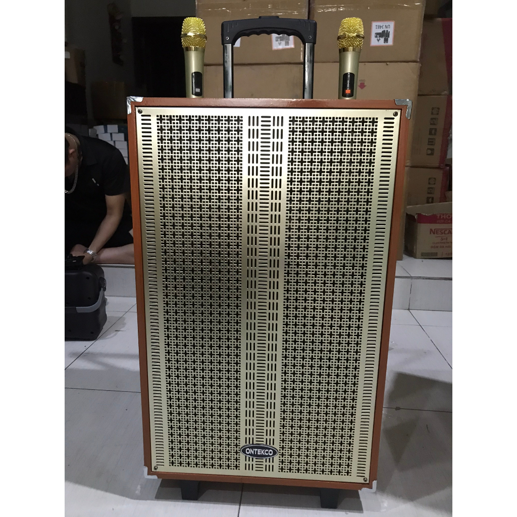 Loa kéo bluetooth Ontekco 1202 bass 30 Kèm 2 micro không dây hát vang cực hay. chống hú. Bảo hành hãng 1 năm