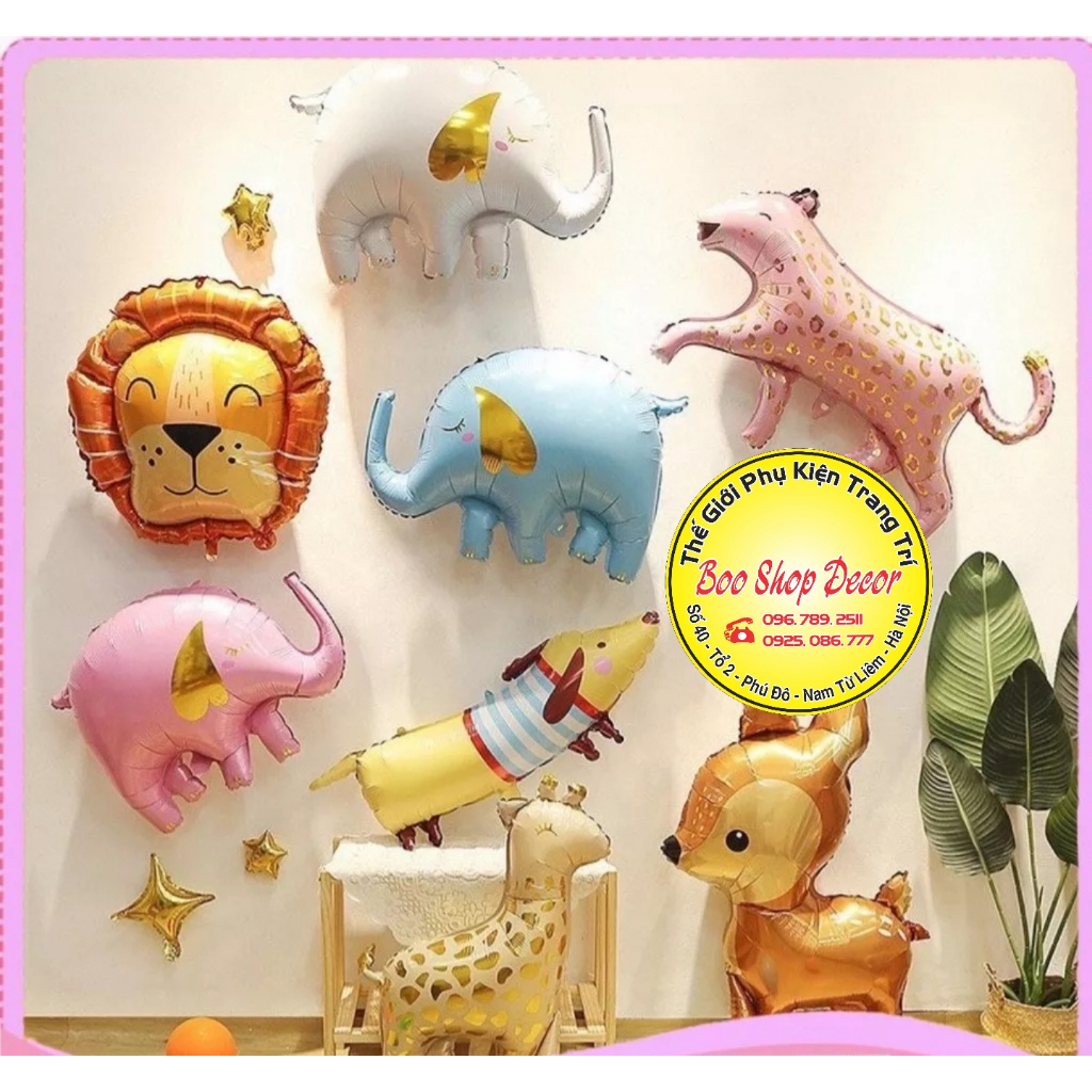Bóng thú rừng voi, hươu, nai, chó trang trí sinh nhật Booshopdecor