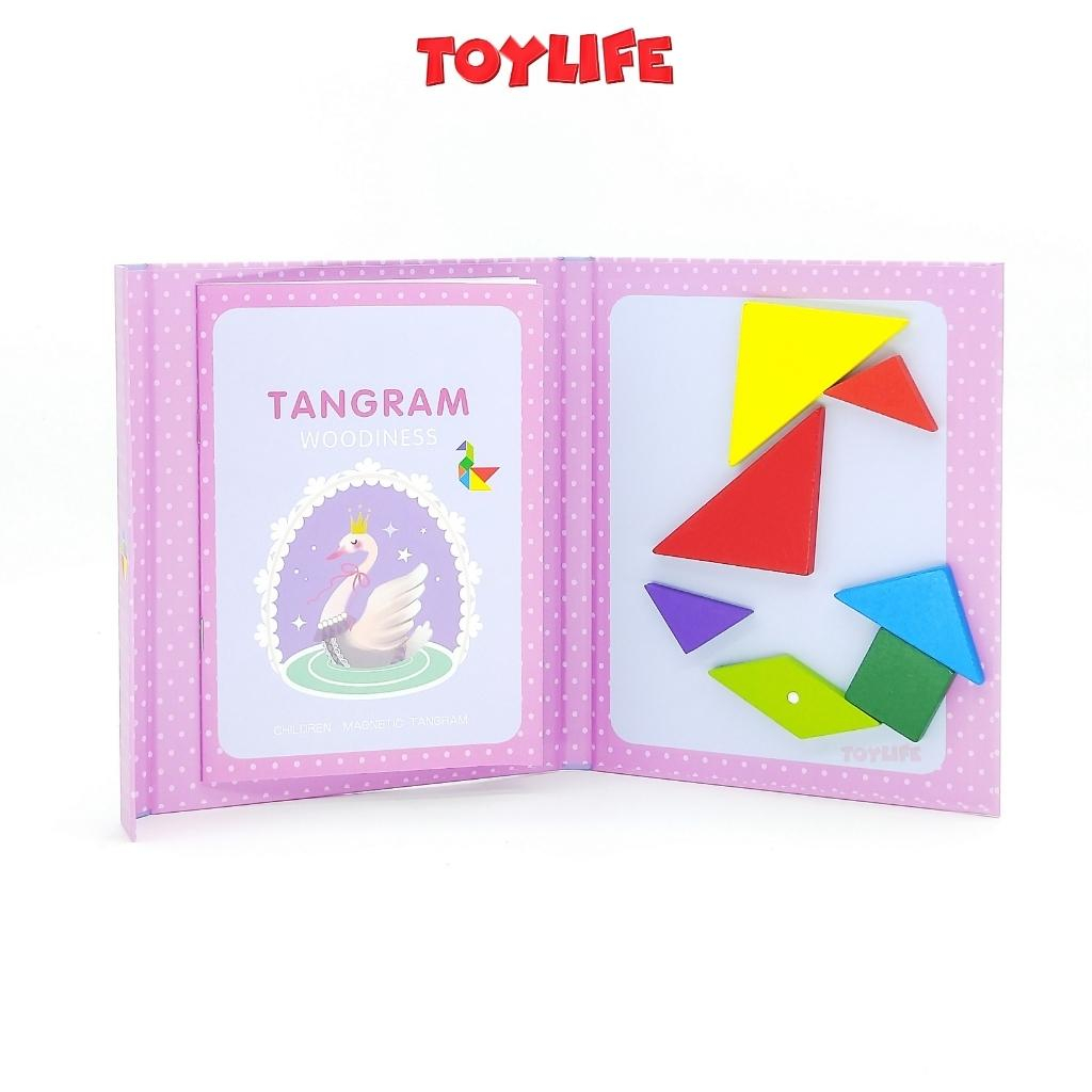 Sách xếp hình gỗ, tangram, nam châm xếp hình, đồ chơi trí tuệ cho trẻ, gỗ tự nhiên cao cấp an toàn TOYLIFE