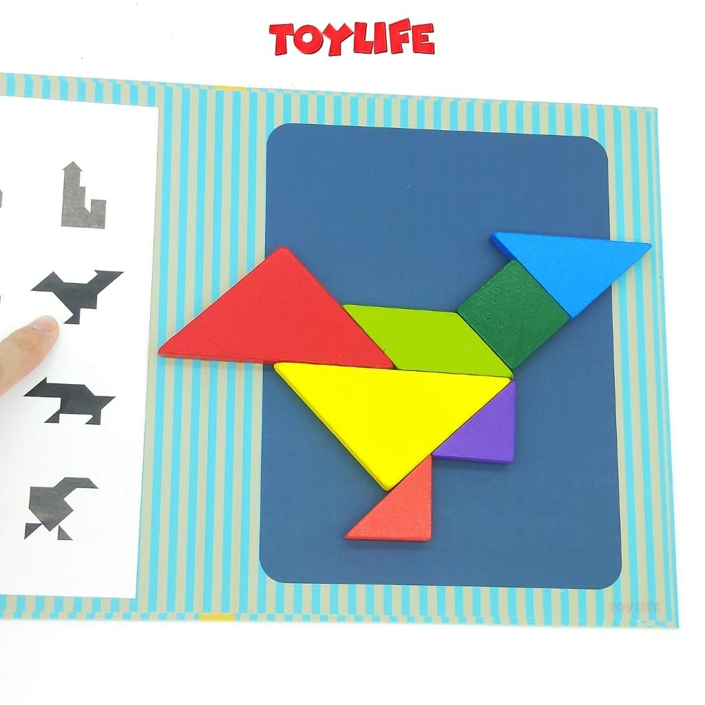 Sách xếp hình gỗ, tangram, nam châm xếp hình, đồ chơi trí tuệ cho trẻ, gỗ tự nhiên cao cấp an toàn TOYLIFE