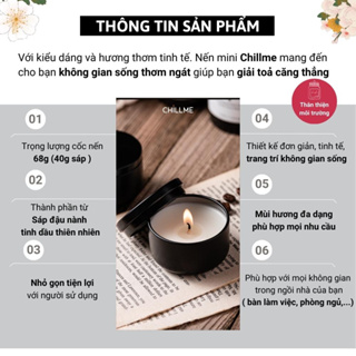 Nến thơm mini cao cấp Chillme sáp đậu nành khử mùi phòng decor trang trí