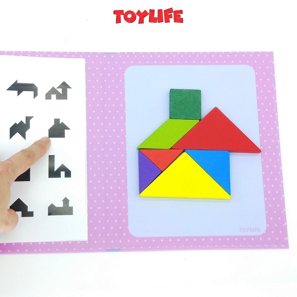 Sách xếp hình gỗ, tangram, nam châm xếp hình, đồ chơi trí tuệ cho trẻ, gỗ tự nhiên cao cấp an toàn TOYLIFE