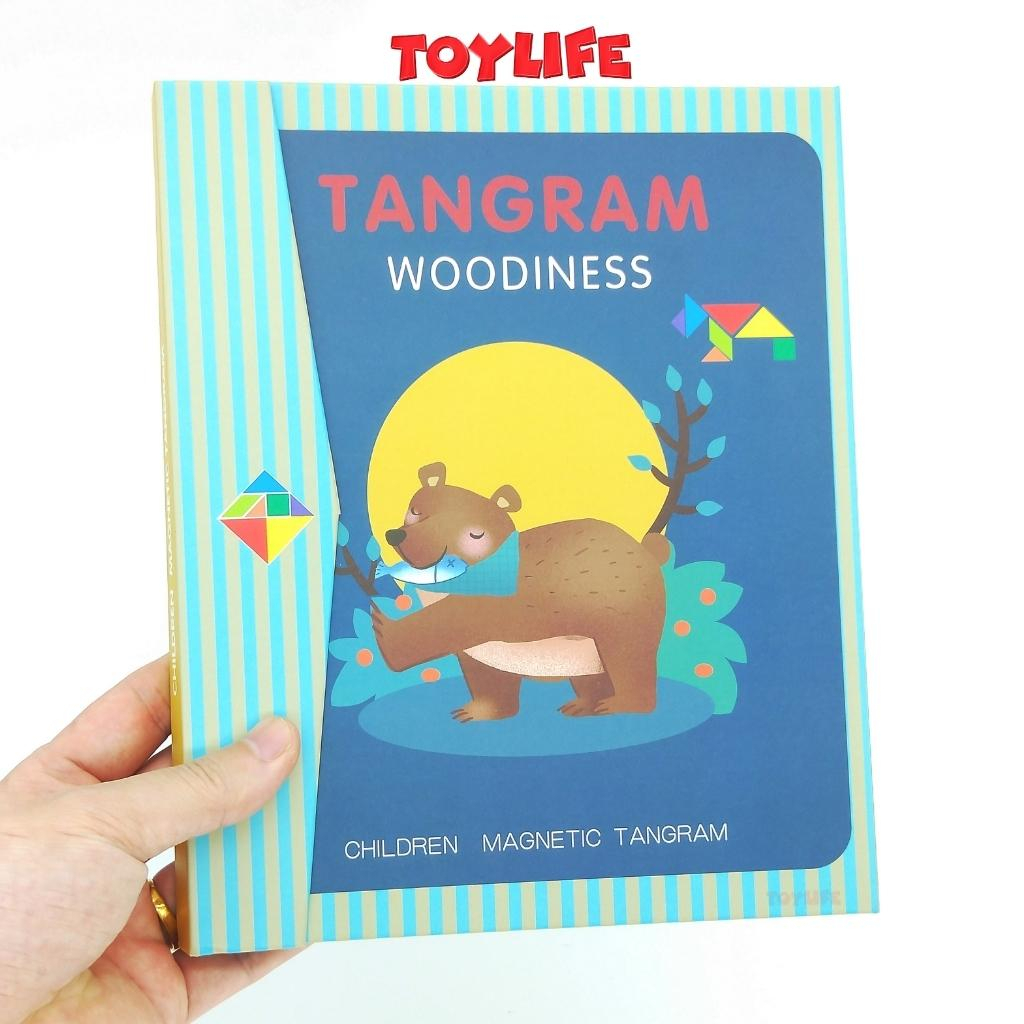Sách xếp hình gỗ, tangram, nam châm xếp hình, đồ chơi trí tuệ cho trẻ, gỗ tự nhiên cao cấp an toàn TOYLIFE