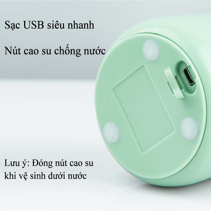 Máy Xay Sinh Tố HYUNDAI Mini 4 Lưỡi Công Suất Lớn  - Máy Xay Đa Năng Cầm Tay Sạc Điện