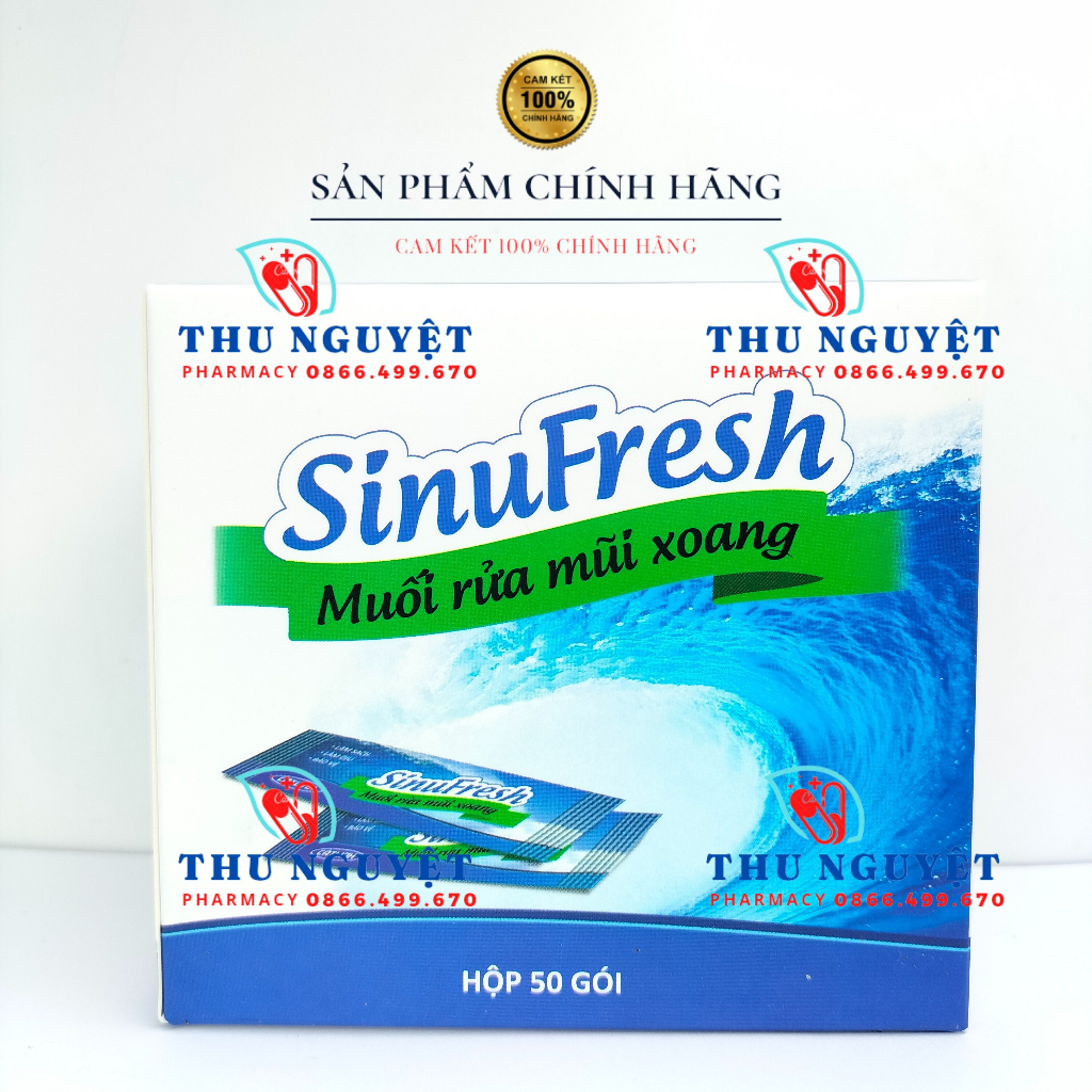 Muối rửa mũi xoang SinuFresh hộp 50 gói - Bổ sung Xylitol và Vitamin B5, Bảo vệ niêm mạc mũi xoang